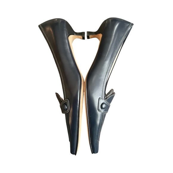 Circa Joan & David Navy Leather Kitten-Heel Loafers – Size 7.5M - Picture 3 of 8